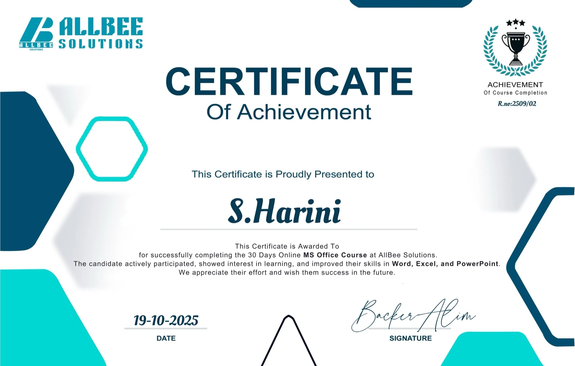AllBee Certificate