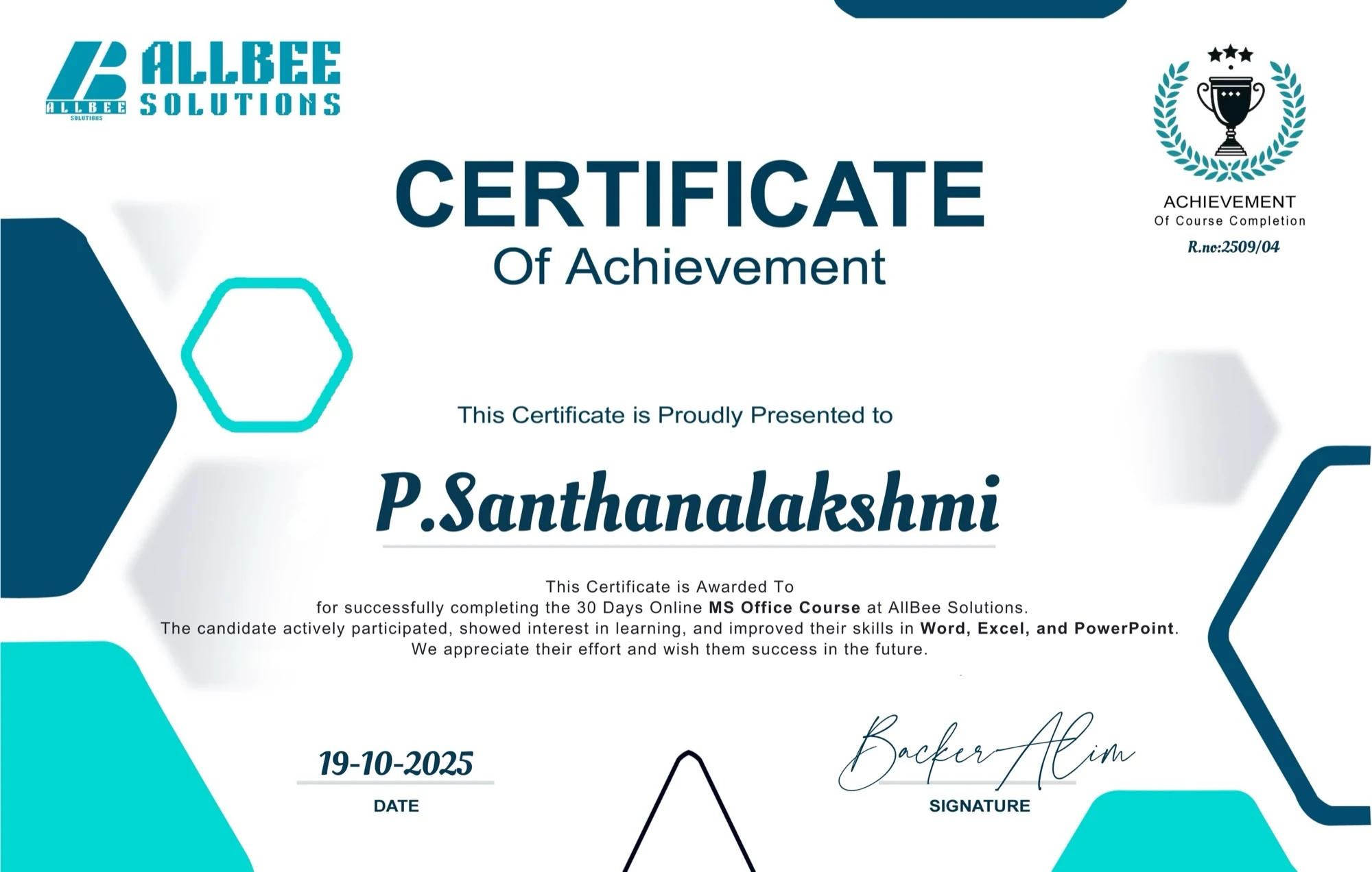 AllBee Certificate