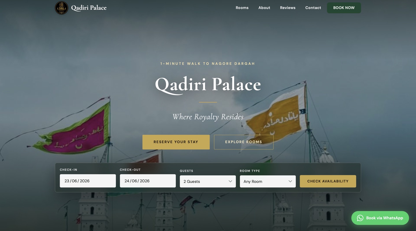 Qadiri Palace hotel website preview