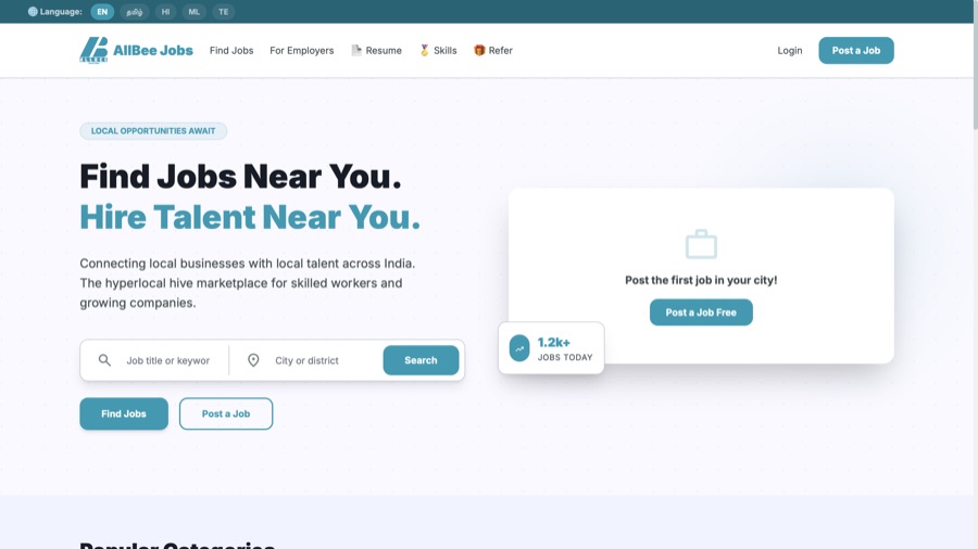 AllBee Jobs platform preview
