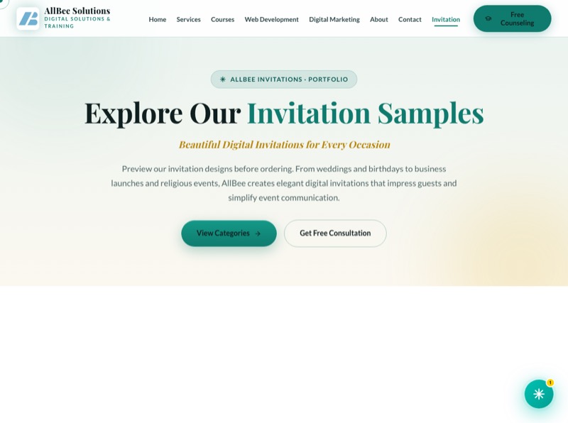 AllBee Invitations platform preview