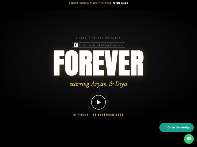 Cinema Trailer wedding invitation preview
