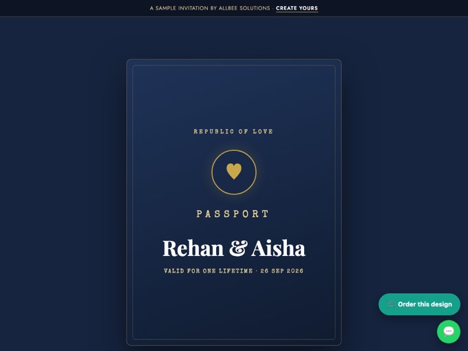 Passport Journey wedding invitation preview